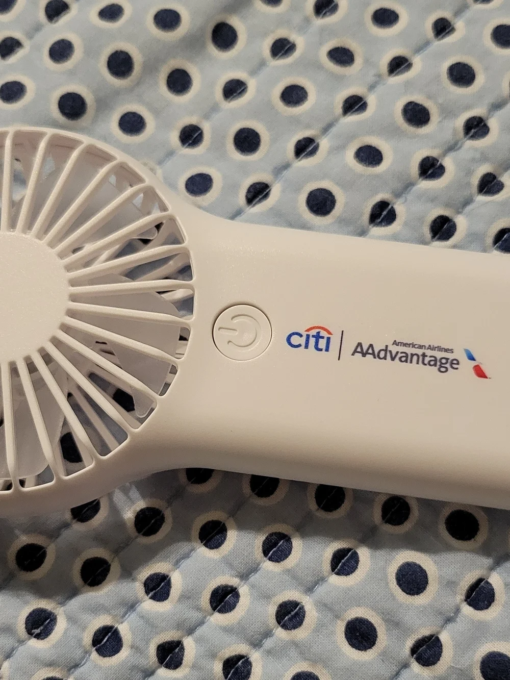 American Vintage White Portable Handheld Fan with Citi AAdvantage Logo